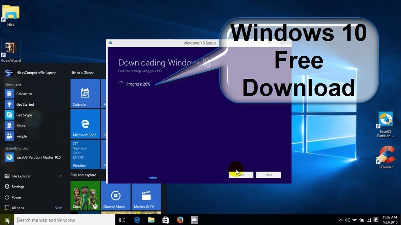 how to install windows 10 free download
